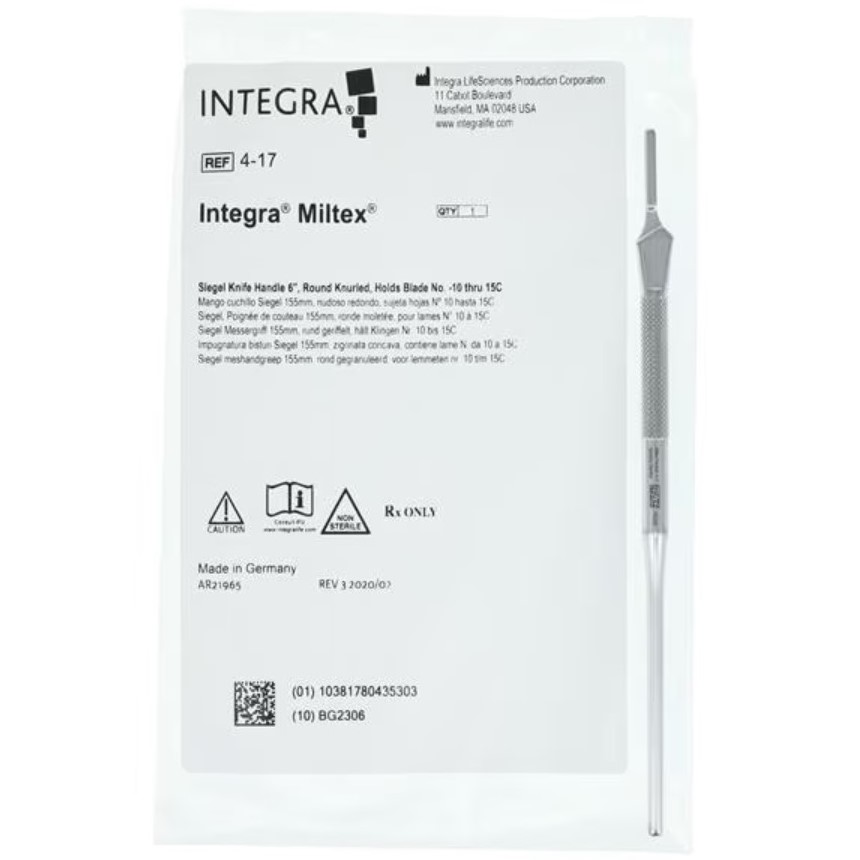 Knife Handle Miltex® Siegel Stainless Steel by Integra York PA, Inc. (Miltex)  ID 4-17